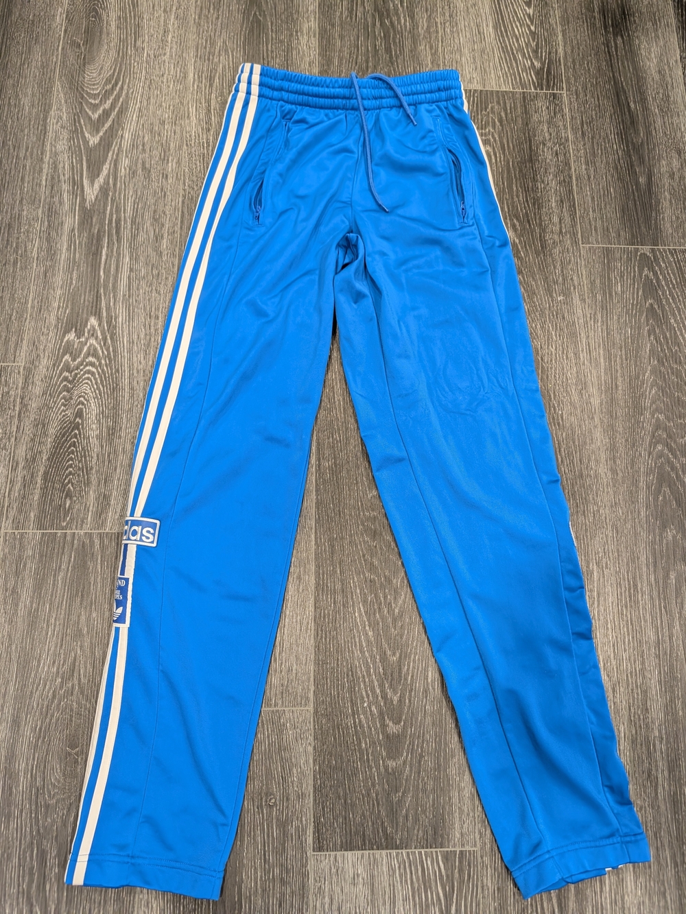 Women's Adidas Blue Track Pants with White Three-Stripes